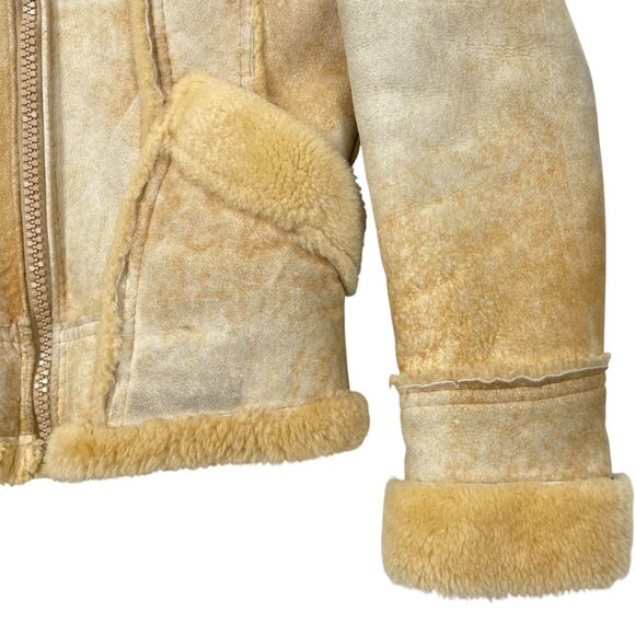 Vintage Leather Attic Shearling Sheepskin Aviator Moto Jacket Men's Small 36 - Picture 4 of 12